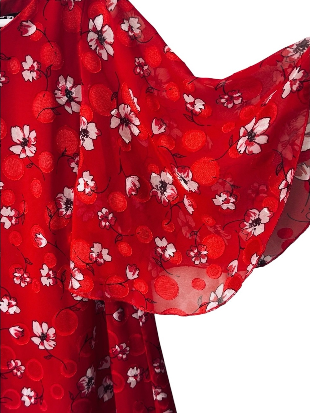 Karl Lagerfeld Paris Red Clip Dot Floral Print Dress Size 14 - Picture 5 of 9